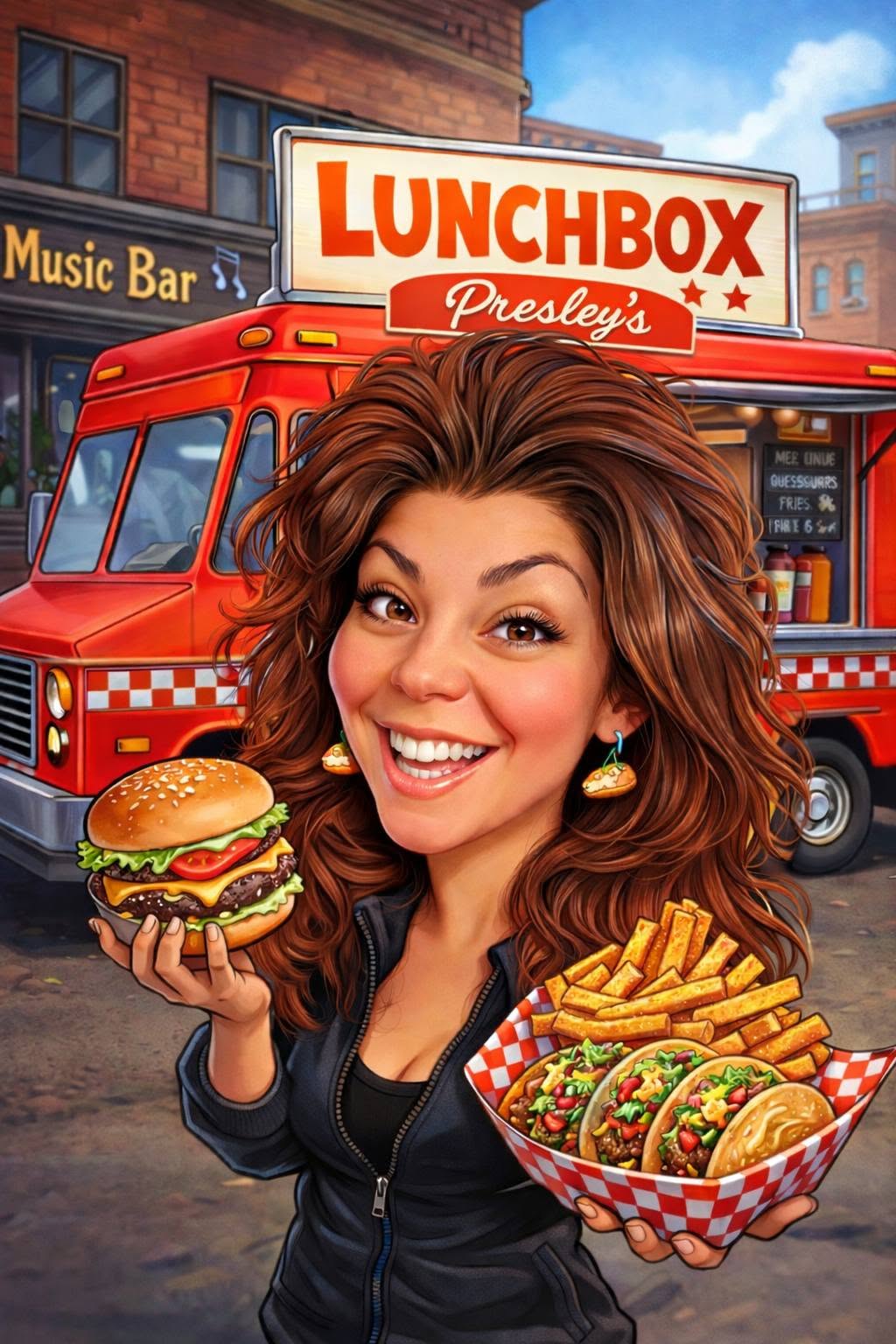 Burger and tacos from The Lunchbox
